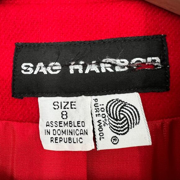 Vtg Sag Harbor Wool Blazer Womens 8 Red One Button Boxy Single Breasted Jacket - Picture 6 of 11